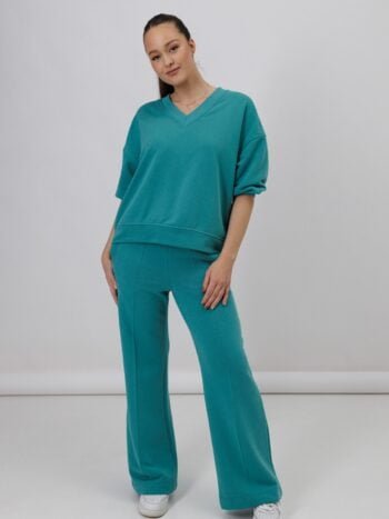 Laisvalaikio kostiumas v-neck turkio spalvos moterims CAN GO