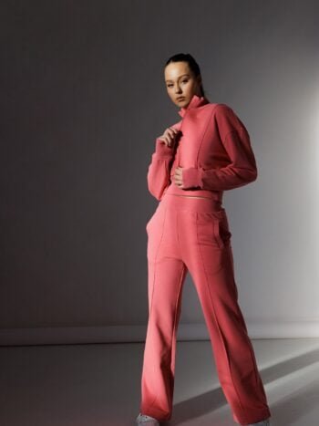Laisvalaikio kostiumas crop rozines spalvos moterims CAN GO